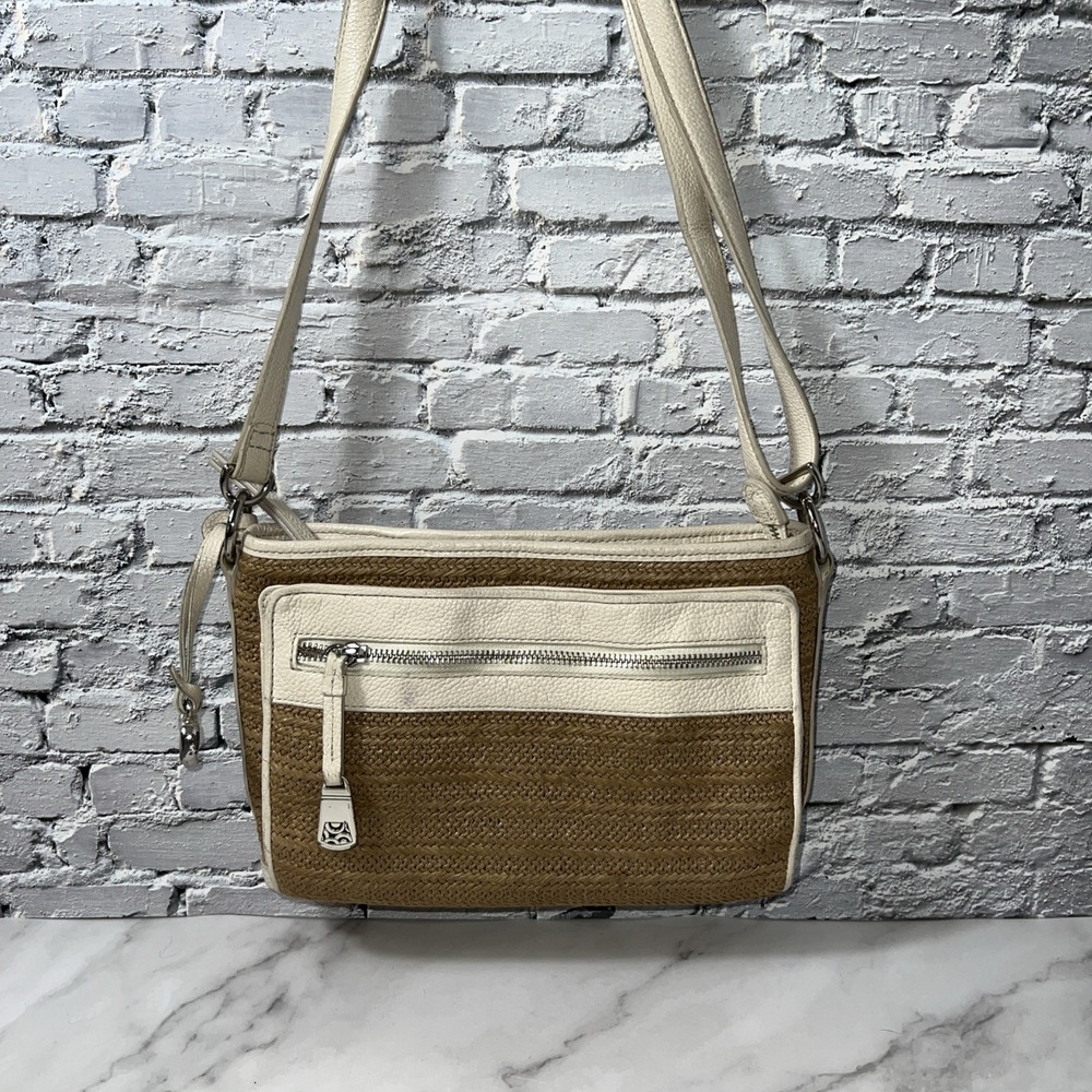 Brighton Brooklyn Leather & Straw‎ Cross Body Organizer 11" x 8" ❤️